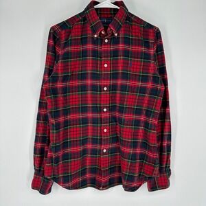 Ralph Lauren Classic Fit Flannel Shirt Mens Large Red Green Plaid Tartan Pony